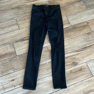 Express black skinny distressed jeans